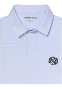 Mizzen+Main North Carolina Tar Heels Mens Light Blue Versa Trim Stripe Short Sleeve Fashion Polo