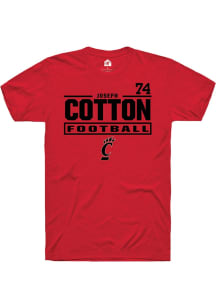 Joseph Cotton Cincinnati Bearcats Red Football NIL Stacked Box Short Sleeve Player T Shirt