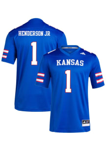 Emmanuel Henderson Jr  Adidas Kansas Jayhawks Blue Football NIL Name And Number Football Jersey