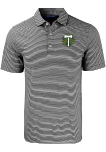 Cutter and Buck Portland Timbers Mens Black Forge Double Stripe Short Sleeve Polo