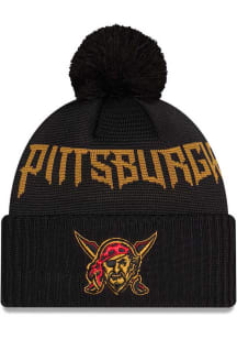 New Era Pittsburgh Pirates Black City Connect Cuff Pom Mens Knit Hat