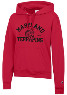 Champion Maryland Terrapins Womens Red Powerblend Hooded Sweatshirt