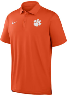 Nike Clemson Tigers Mens Orange Sideline Primary Logo Short Sleeve Polo
