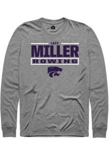 Lacy Miller K-State Wildcats Graphite NIL Stacked Box Long Sleeve Player T Shirt