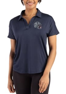 Cutter and Buck New England Patriots Womens Navy Blue Helmet Coastline Short Sleeve Polo Shirt