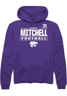 Dominic Mitchell K-State Wildcats Mens Purple Football NIL Stacked Box Player Hood