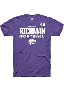 Maguire Richman K-State Wildcats Purple Football NIL Stacked Box Short Sleeve Player T Shirt