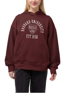 Harvard Crimson Womens Maroon Reverse Fleece Hooded Sweatshirt