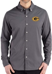 Cutter and Buck Grambling State Tigers Mens Black Gingham LS Woven Long Sleeve Dress Shirt