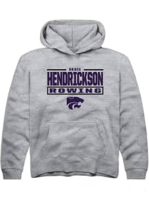 Grace Hendrickson Rally K-State Wildcats Youth NIL Stacked Box Long Sleeve Player Hoodie Grey