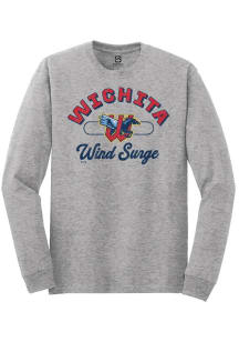 Summit Sportswear Wichita Wind Surge Grey Vintage Arch Script Long Sleeve T Shirt
