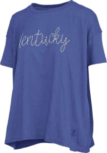 Pressbox Kentucky Wildcats Womens Blue Swirl Script Short Sleeve T-Shirt