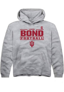 LeBron Bond Rally Indiana Hoosiers Youth NIL Stacked Box Long Sleeve Player Hoodie Grey