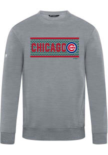 Levelwear Chicago Cubs Mens Grey Zane Sweater Block Long Sleeve Crew Sweatshirt