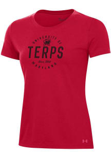 Under Armour Maryland Terrapins Womens Red Performance Short Sleeve T-Shirt