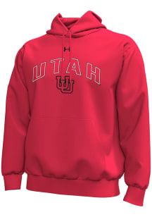 Under Armour Utah Utes Mens Red Arch Mascot Long Sleeve Hoodie