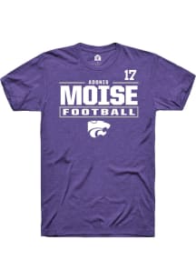 Adonis Moise K-State Wildcats Purple Football NIL Stacked Box Short Sleeve Player T Shirt