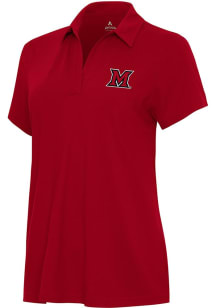 Antigua Miami RedHawks Womens Red Era Short Sleeve Polo Shirt