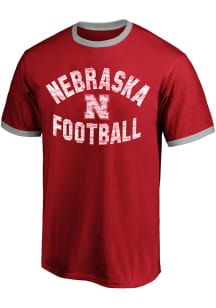 Nebraska Cornhuskers Mens Red Arch Logo Heathered Big and Tall T-Shirt