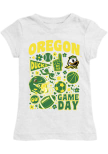 Vive La Fete Oregon Ducks Toddler Girls White Lexie Short Sleeve T-Shirt