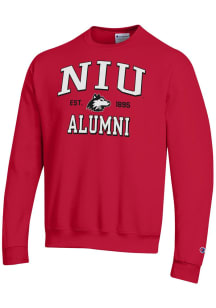 Champion Northern Illinois Huskies Mens Red Est Date Alumni Powerblend Long Sleeve Crew Sweatshirt