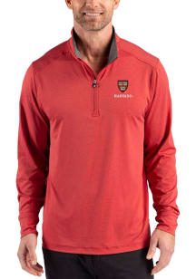 Cutter and Buck Harvard Crimson Mens Crimson Forge Eco Long Sleeve Qtr Zip Pullover