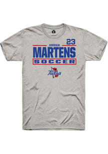 Jordan Martens Tulsa Golden Hurricane Ash NIL Stacked Box Short Sleeve Player T Shirt