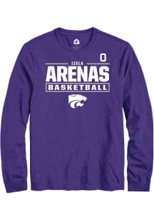 Izela Arenas K-State Wildcats Purple NIL Stacked Box Long Sleeve Player T Shirt