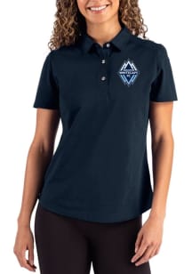 Cutter and Buck Vancouver Whitecaps FC Womens Navy Blue Advantage Short Sleeve Polo Shirt