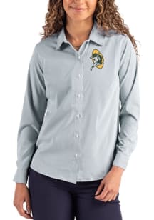 Cutter and Buck Green Bay Packers Womens Historic Epic Confidence Pinstripe Long Sleeve Green Dres..