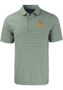 Cutter and Buck George Mason University Mens Green Double Stripe Short Sleeve Polo