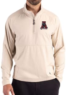 Cutter and Buck Alabama Crimson Tide Mens Oatmeal Vault Adapt Eco Hybrid Long Sleeve Qtr Zip Pullo..