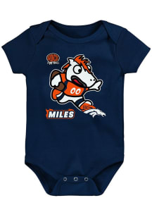 Denver Broncos Baby Navy Blue Mascot Sizzle Short Sleeve One Piece