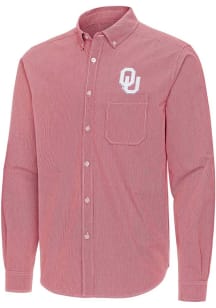 Antigua Oklahoma Sooners Mens Crimson Porter Long Sleeve Dress Shirt