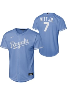 Bobby Witt Jr  Nike Kansas City Royals Youth Light Blue Alt 1 Baseline Jersey