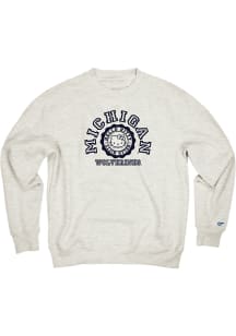Blue 84 Michigan Wolverines Womens Yellow Hello Kitty School Rule Crew Sweatshirt