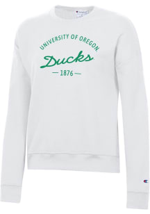 Champion Oregon Ducks Womens White Powerblend Crew Sweatshirt