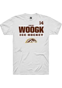 Colby Woogk Western Michigan Broncos White NIL Stacked Box Short Sleeve Player T Shirt