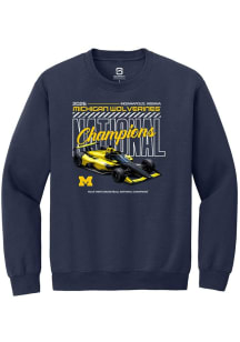 Summit Sportswear Michigan Wolverines Mens Navy Blue MBB National Champs 2026 Indy Long Sleeve Cre..