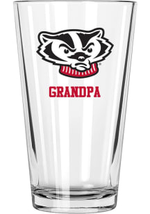 Wisconsin Badgers Grandpa 16 oz Pint Glass - White