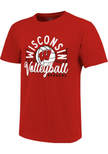 Wisconsin Badgers Girls Red Volleyball Net Short Sleeve Tee