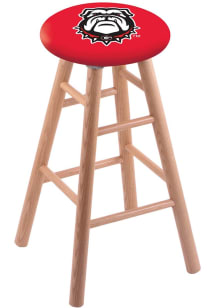 Georgia Bulldogs Mascot Round Cushion Oak Pub Stool - Brown