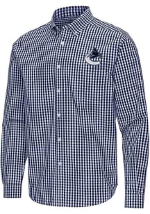 Antigua Vancouver Canucks Mens Navy Blue Ellis Long Sleeve Dress Shirt