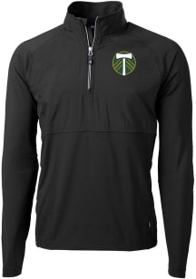 Cutter and Buck Portland Timbers Mens Black Adapt Eco Hybrid Long Sleeve Qtr Zip Pullover