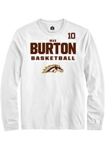Max Burton Western Michigan Broncos White NIL Stacked Box Long Sleeve Player T Shirt