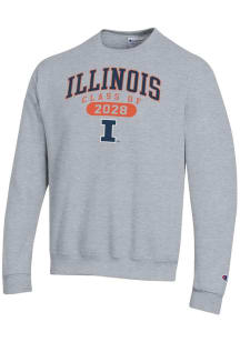 Champion Illinois Fighting Illini Mens Grey Class of 2028 Powerblend Long Sleeve Crew Sweatshirt