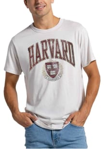 Harvard Crimson White Arched Shield Short Sleeve Fashion T Shirt