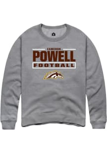 Cameron Powell Western Michigan Broncos Mens Grey Football NIL Stacked Box Player Crew