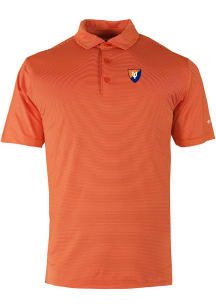 Columbia Illinois Fighting Illini Mens Orange Vault Heat Seal Double Hit Short Sleeve Polo