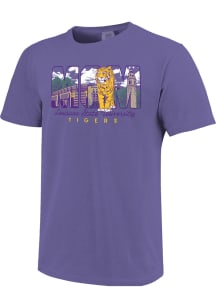 LSU Tigers Womens Purple Campus Drawing Mom Short Sleeve T-Shirt